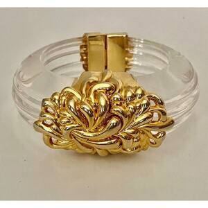INNA Cytrine Paris Chrysanthemum Lucite Magnetic Clamper Bangle Bracelet MCM